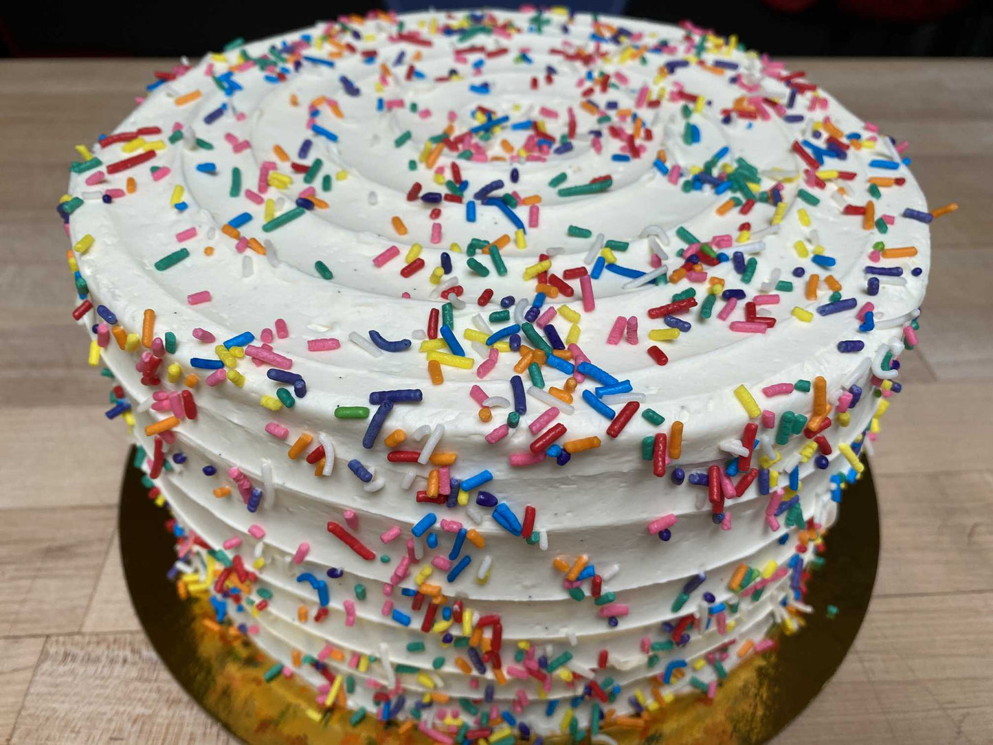 Vanilla Cake with Vanilla Buttercream with rainbow sprinkles